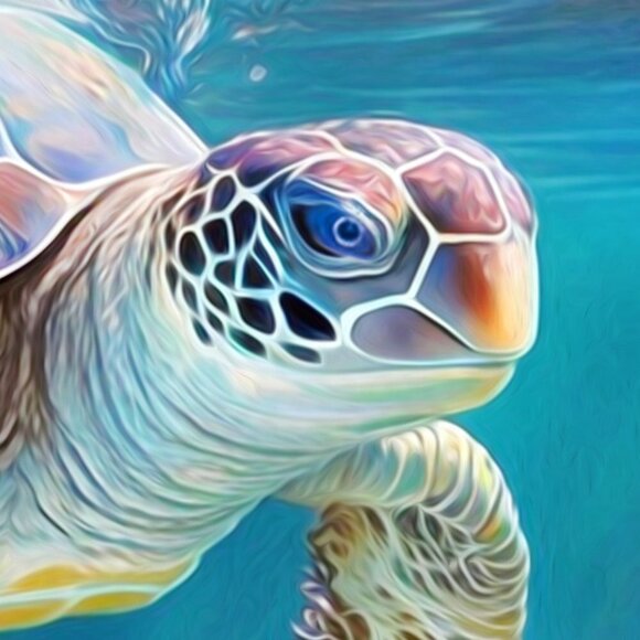 20x30 Sea Turtle Watercolor Oil Painting Wall Art Print - Picture 6 of 7